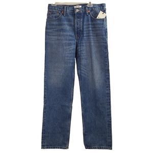NWT RE/DONE Loose Long Bay Fade Blue Jeans Women's (26) Slouched Baggy Hem-$295